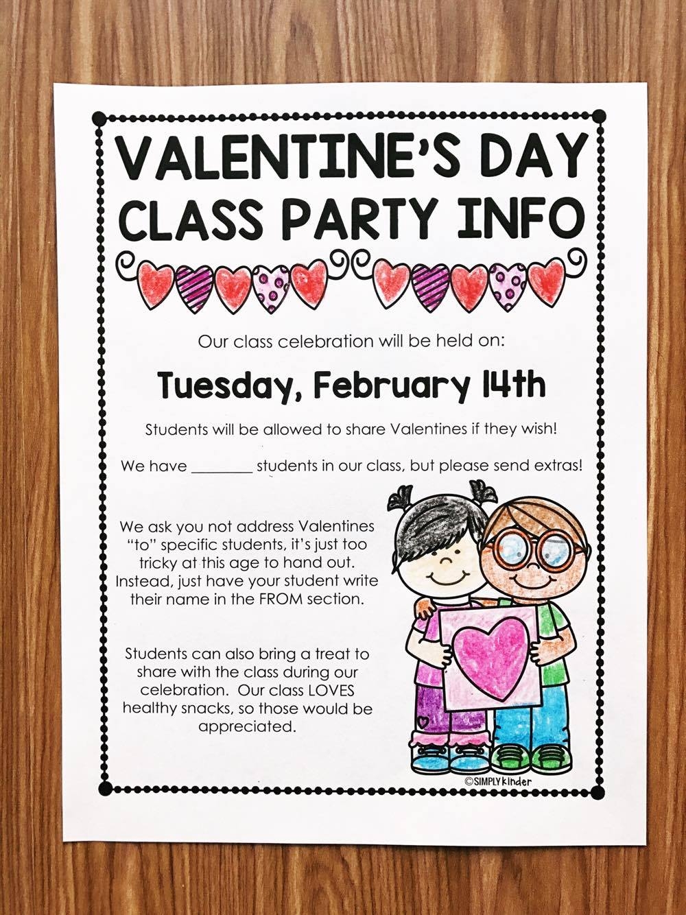 Free Valentine s Day Letter Simply Kinder