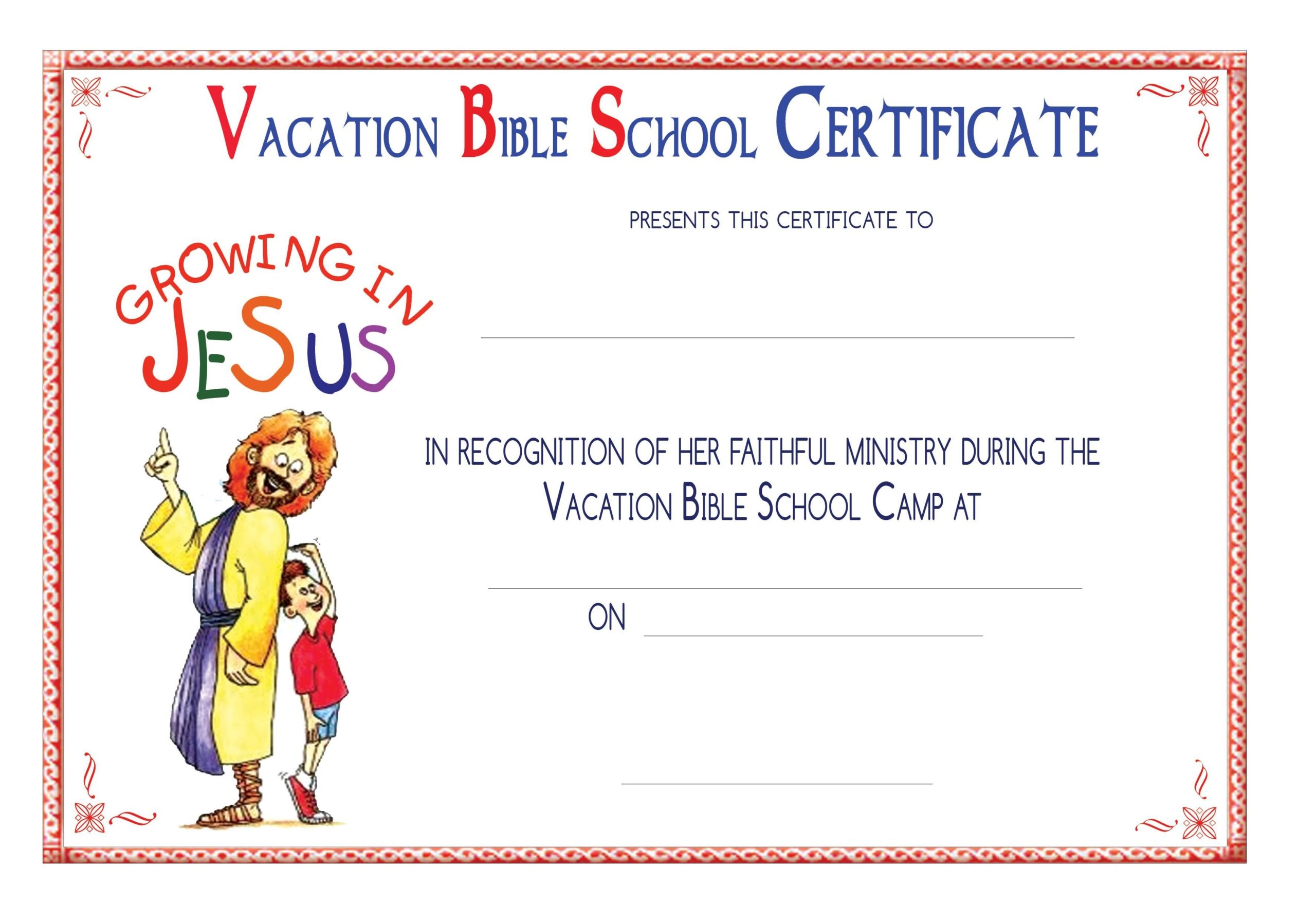 Free Vbs Certificate Templates Free Vacation Bible School School Certificates Certificate Templates