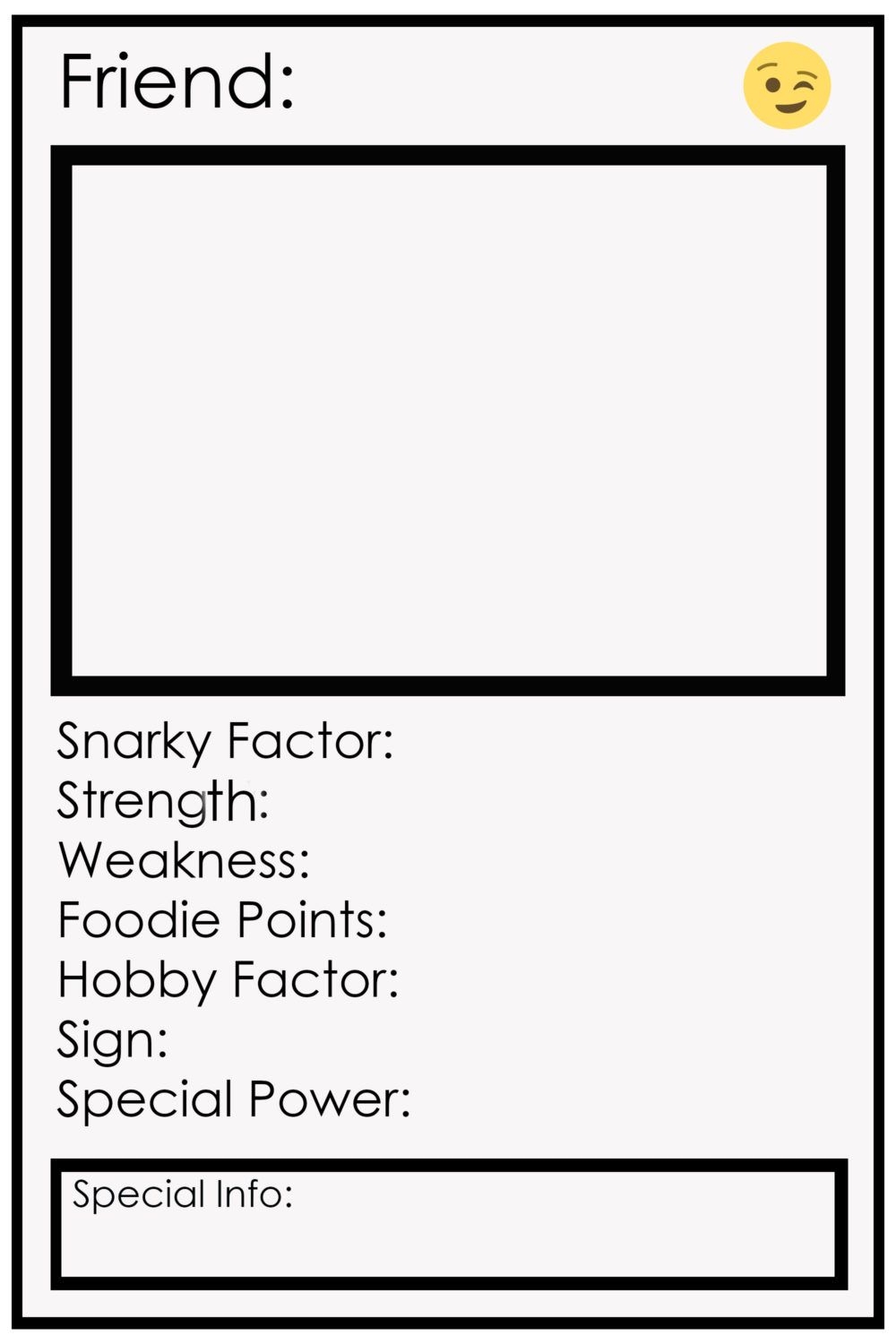 Trading Card Template Printable