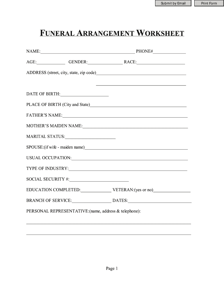 Printable Funeral Wishes Template
