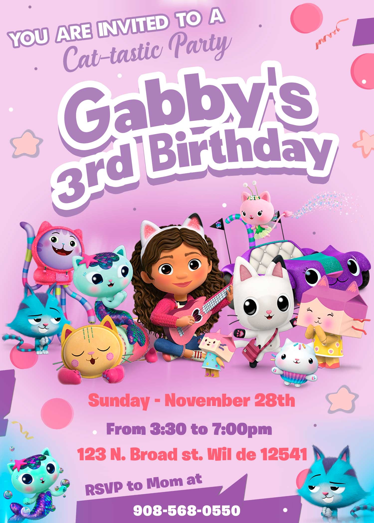 Invitation Printable Invitation Templates Gabby'S Dollhouse Birthday Invitation