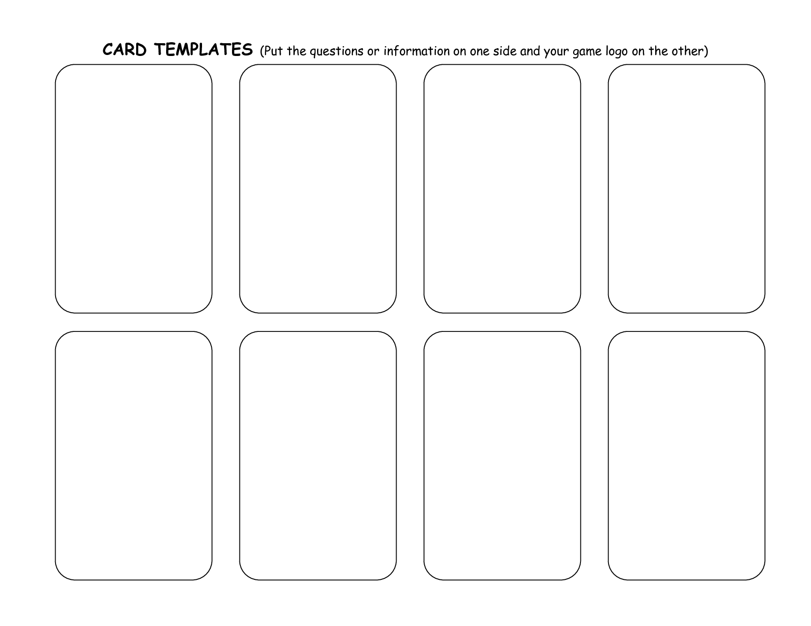 Game Card Template Printable Playing Cards