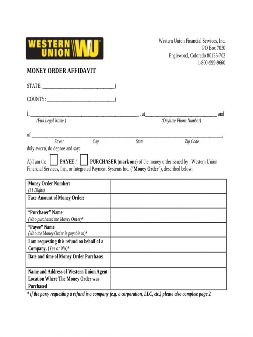 Printable Fake Money Order Template