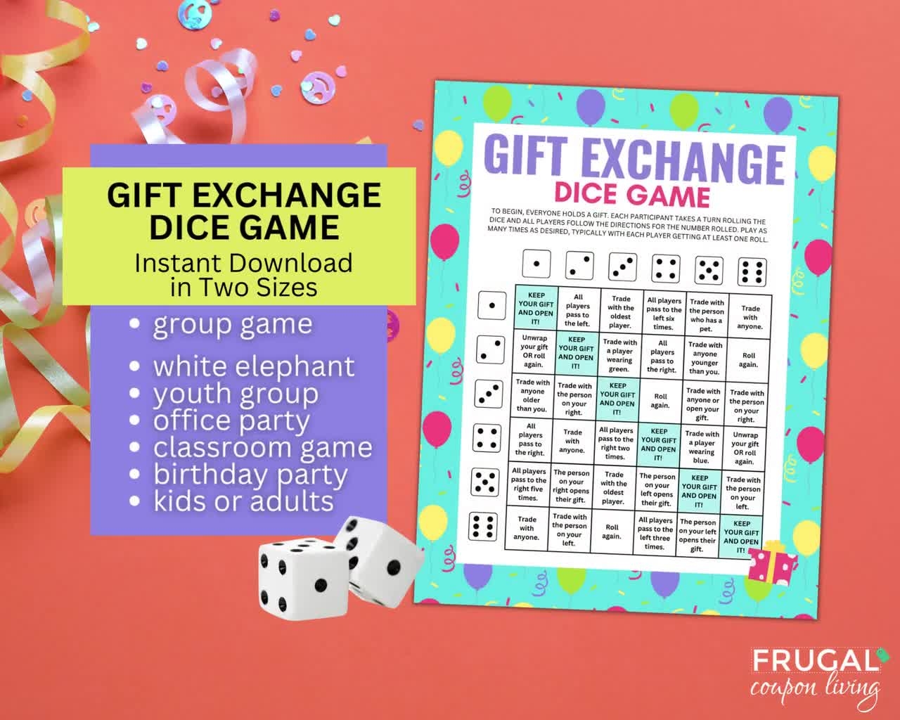 Printable Left Right Center Dice Template