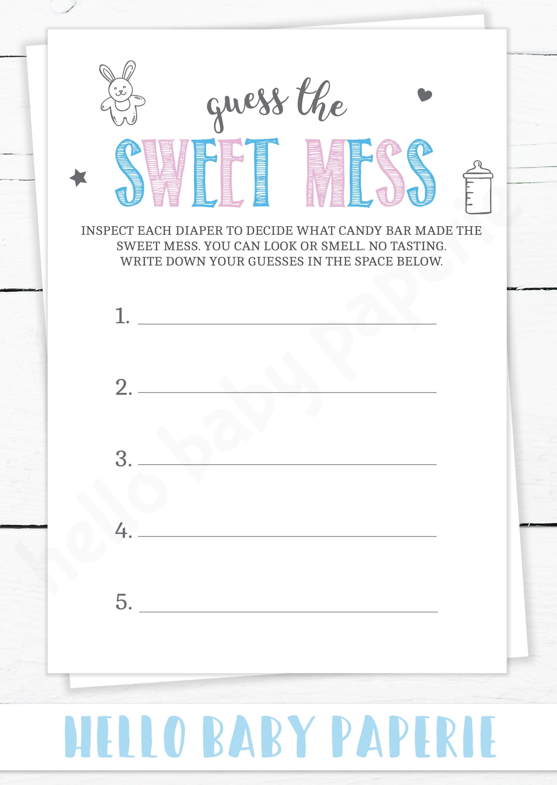 Guess The Sweet Mess Baby Shower Game Dirty Diaper Game Gender Reveal Game Baby Shower Gender Reveal Games Gender Reveal Party Games Baby Reveal Party Games