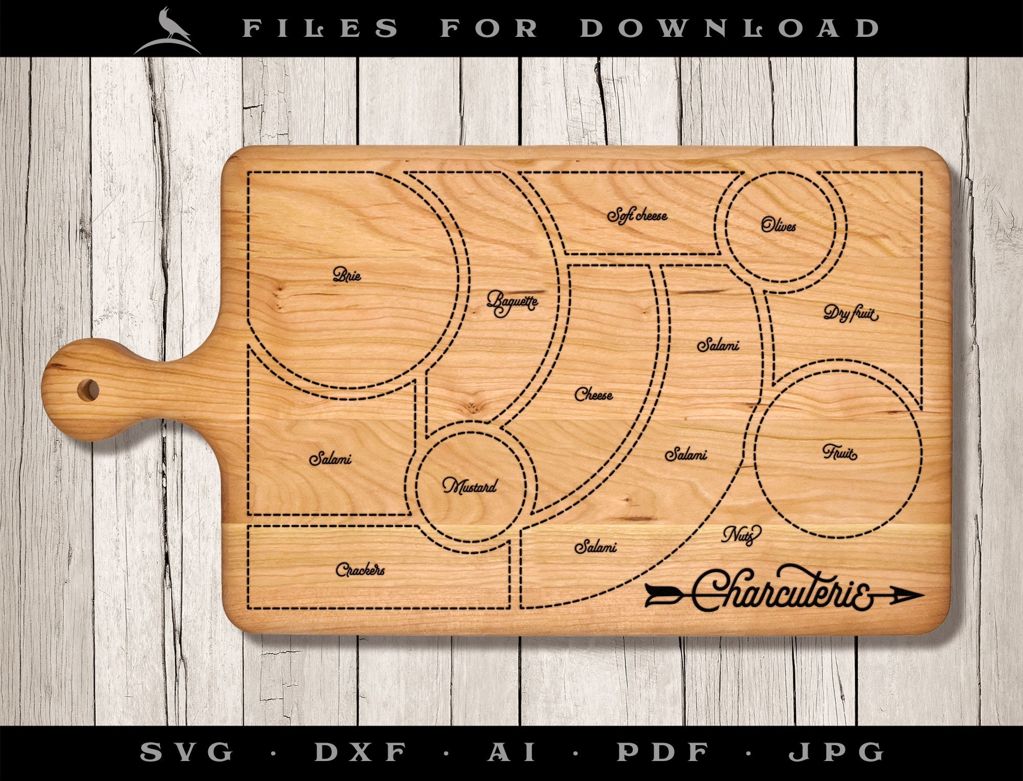 Guide For Traditional Charcuterie Board Digital Art For Download Clean Vector Lines For Laser Etching Etsy