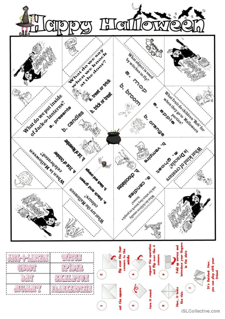 Halloween Cootie Catcher English ESL Worksheets Pdf Doc