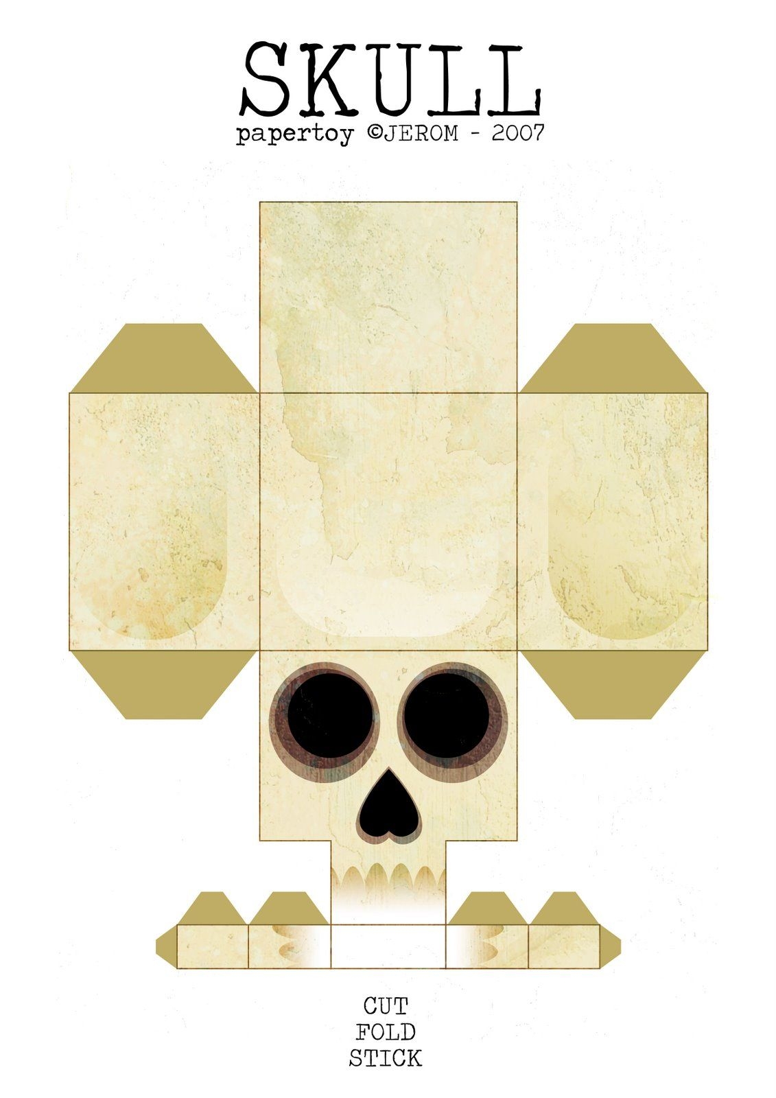 Printable 3D Paper Skull Template