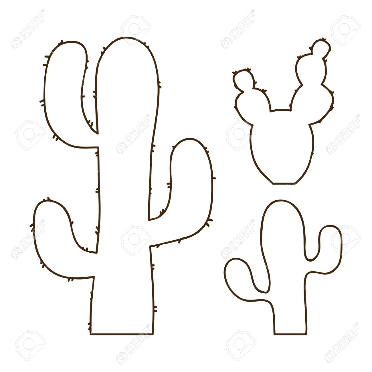 Printable Outline Cactus Template