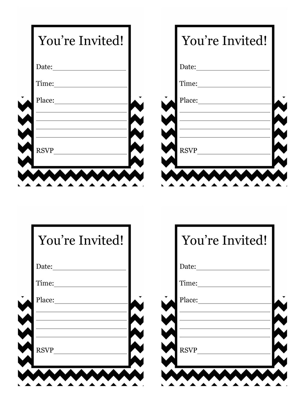Happy Friday Free Printable Chevron Invitation Free Printable Birthday Invitations Printable Birthday Invitations Birthday Invitation Card Template