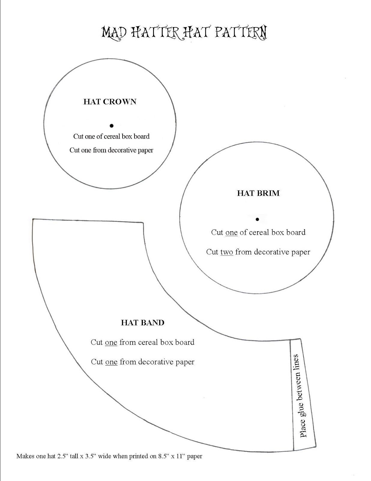 Printable Mad Hatter 10 6 Template