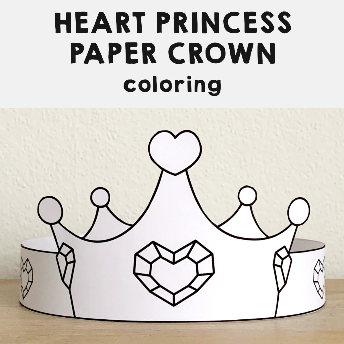 Heart Princess Paper Crown Printable Coloring Valentine Craft Activity Made By Teachers