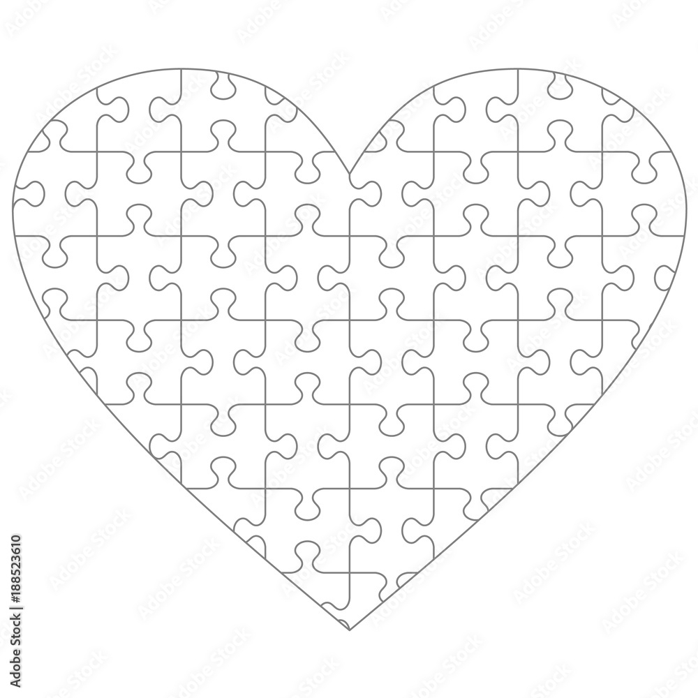 Heart Shaped Jigsaw Puzzle Blank Template With Classic Style Transparent for Vector Mode Pieces Suitable For Valentine s Day Wedding And Romantic Designs And Projects Stock Vector Adobe Stock