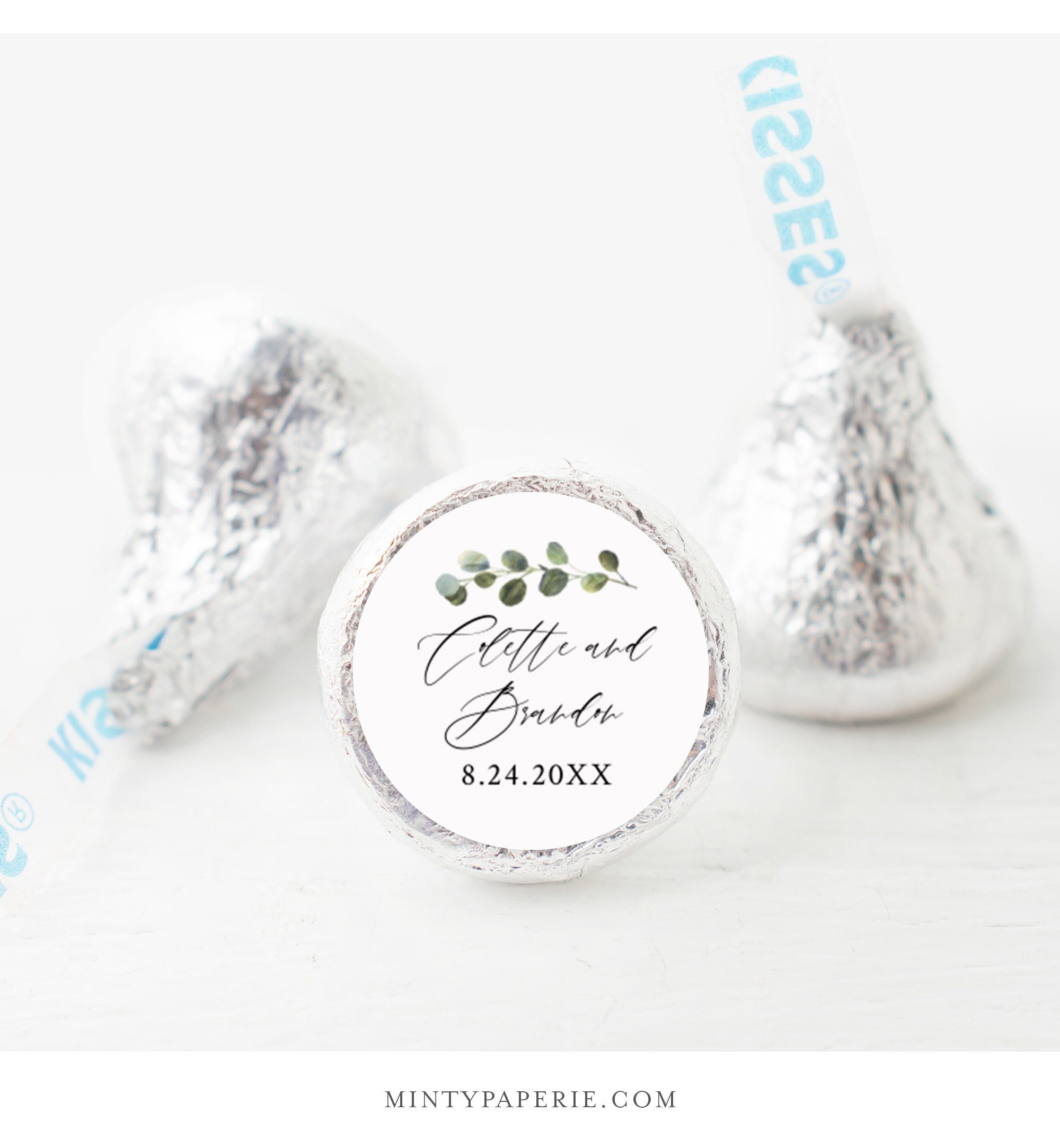 Hershey Kiss Sticker Template Printable Hershey Kiss Labels Greenery Wedding Bridal Favor Editable Instant Download Templett 082 104HK Etsy