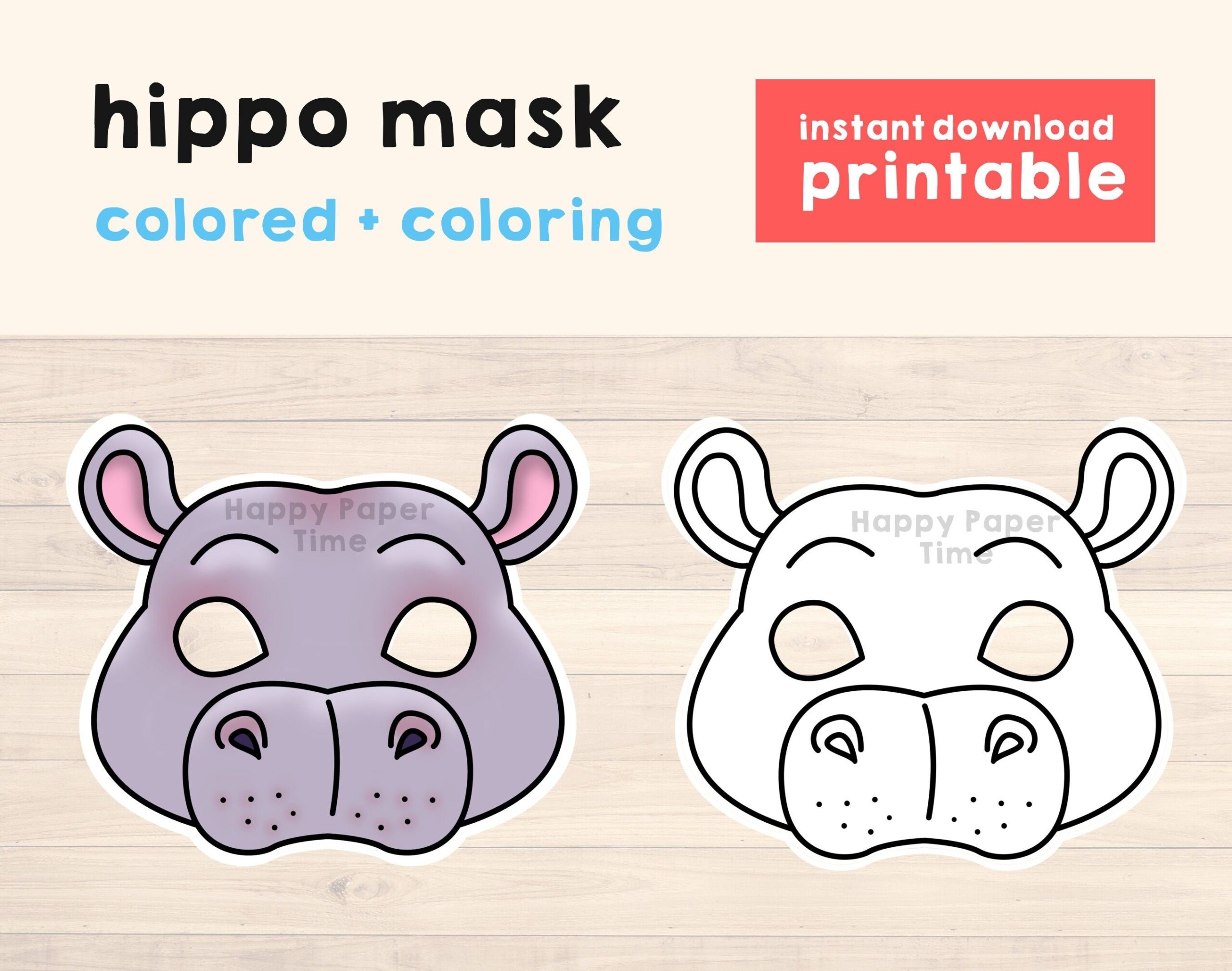 Free Printable Hippo Mask Template