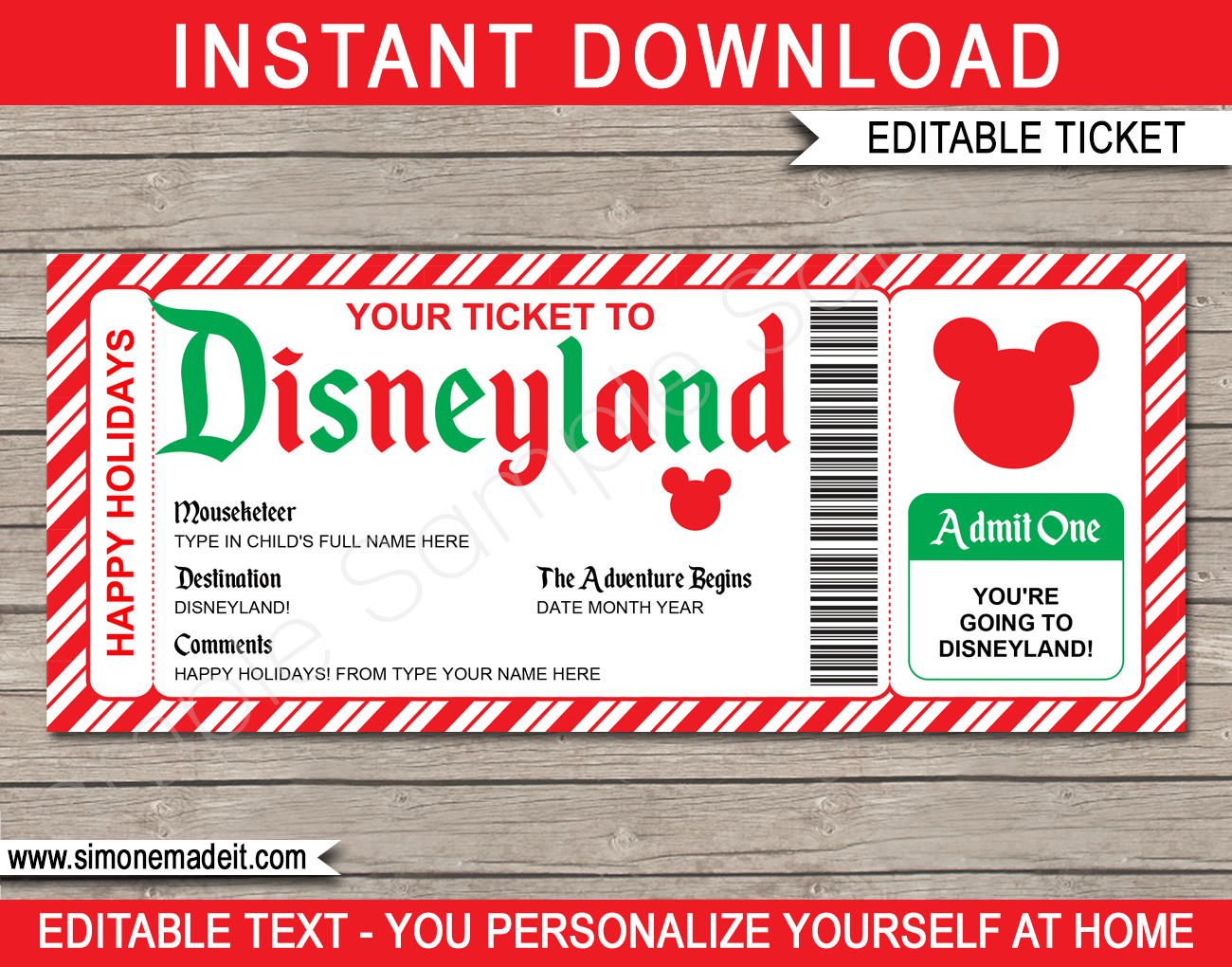 Template Free Free Printable Disney Tickets