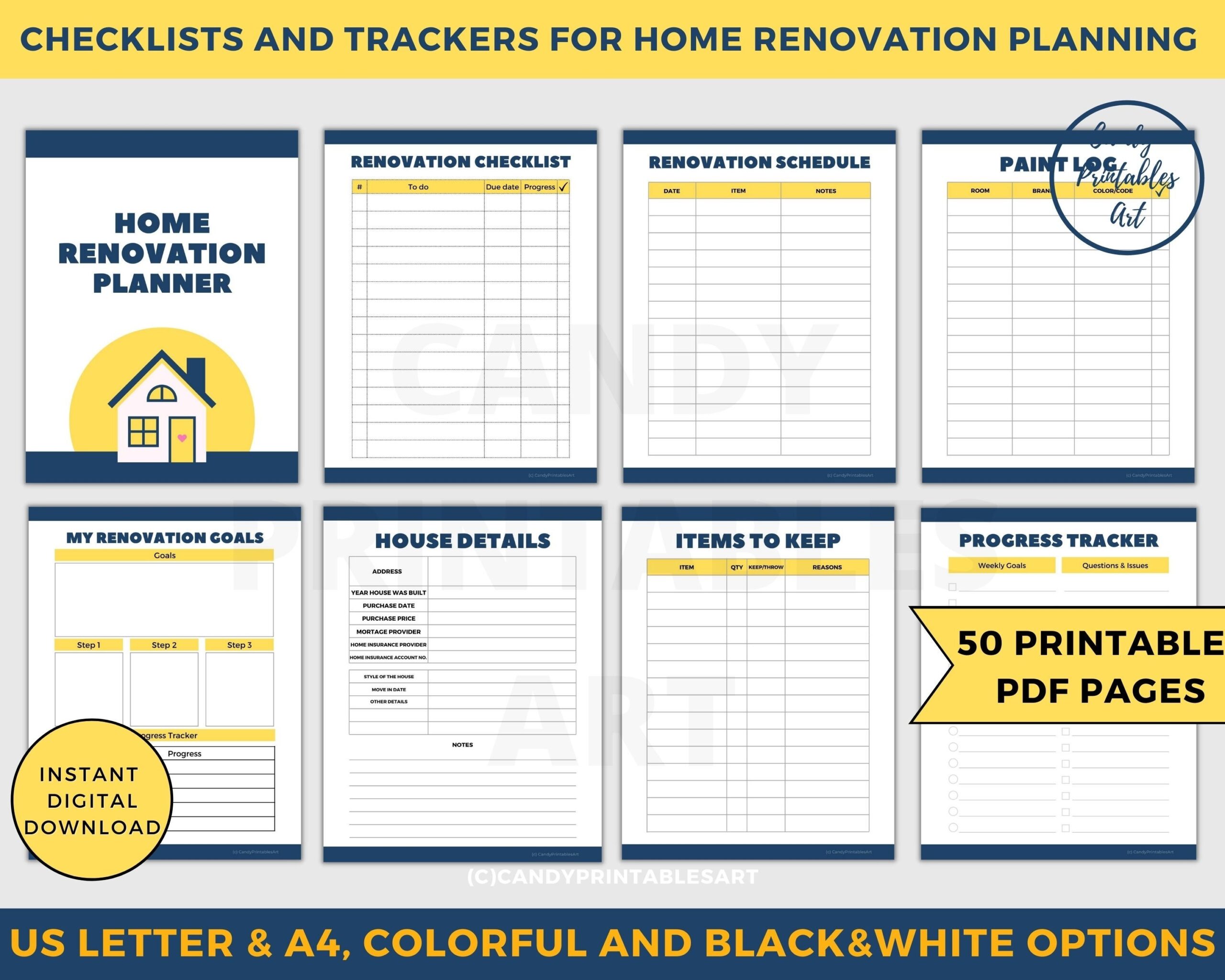 Home Renovation Planner House Remodel Checklist Renovation Binder Printable Etsy