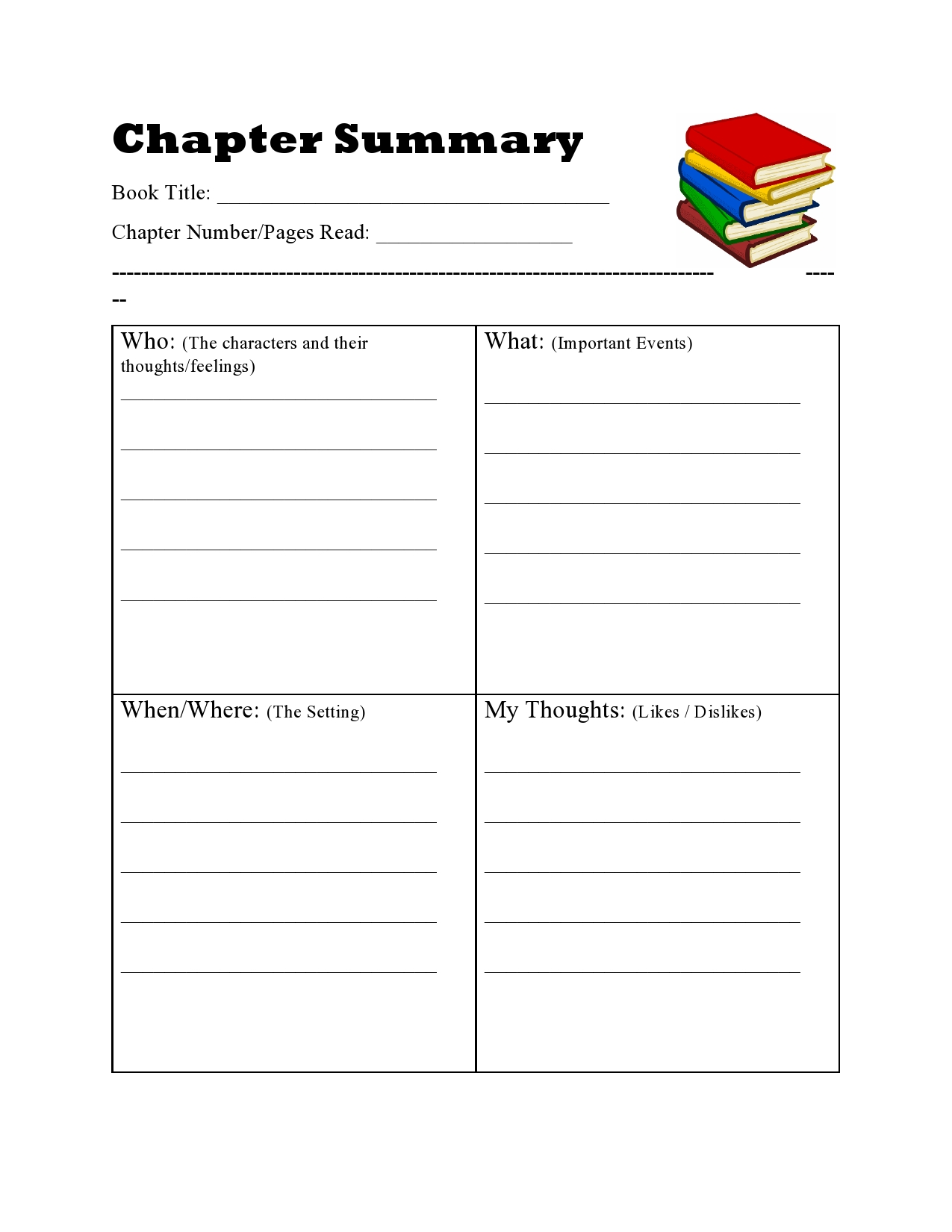 Homeschool Printables Chapter Summary Chapter Summary Summary Writing Book Response