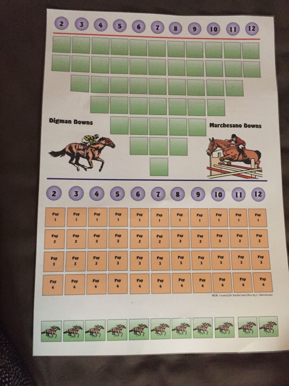 Horse Racing Rules Cards And Dice Marchesano Downs Horse Race Game Horse Games Diy Yard Games