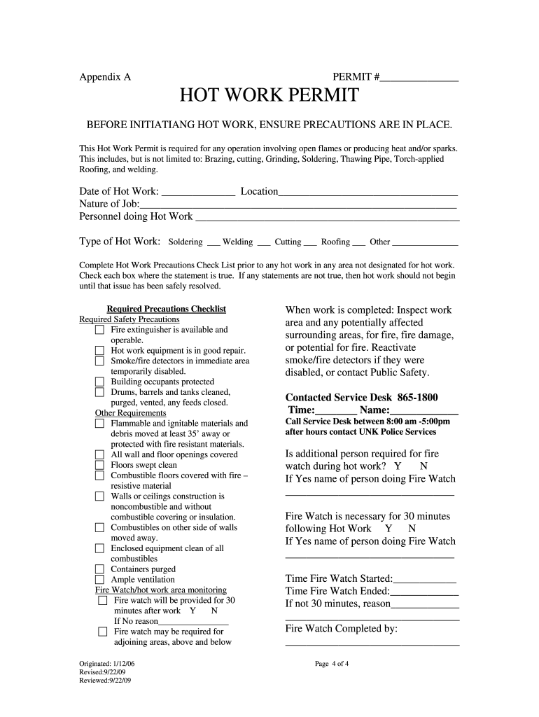 Hot Work Permit Fill Online Printable Fillable Blank PdfFiller