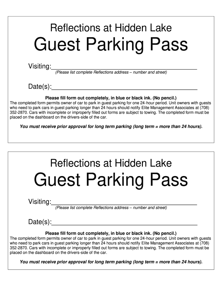 Free Printable Parking Permit Template