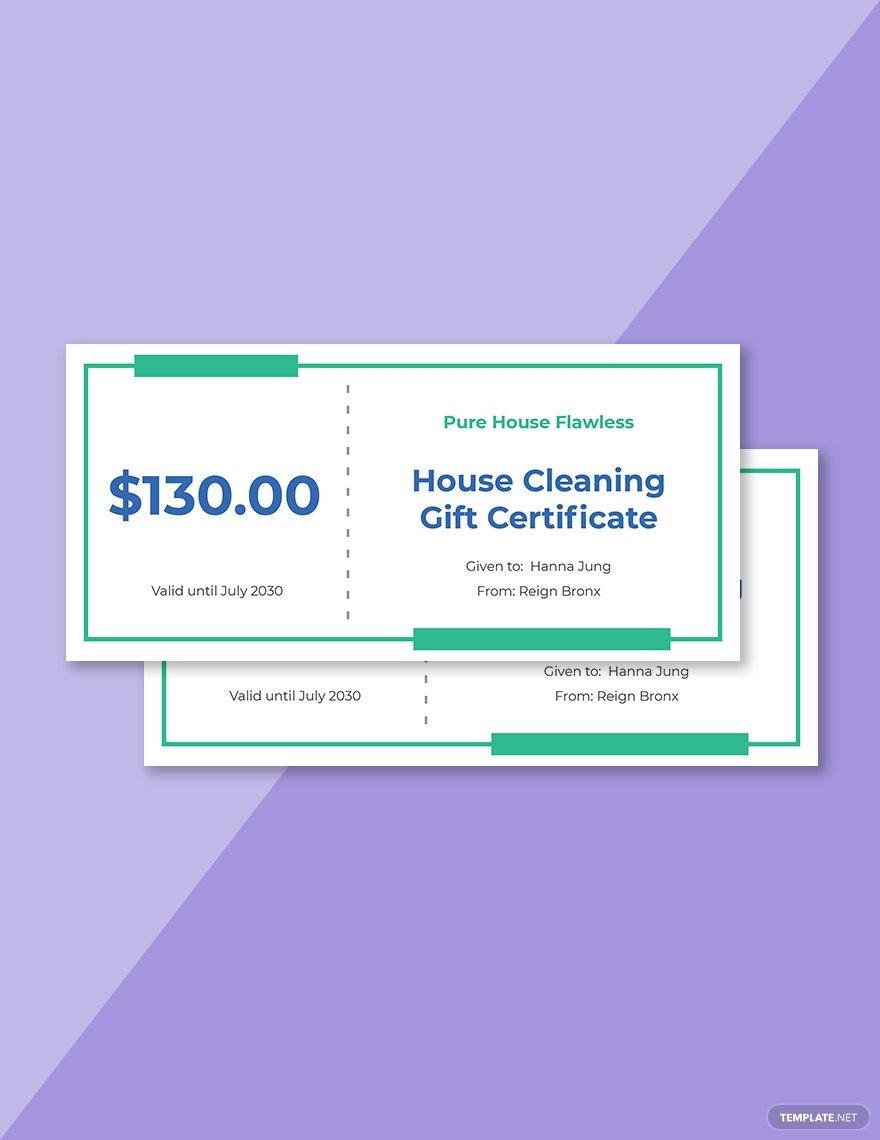 Free Printable House Cleaning Gift Certificate Template