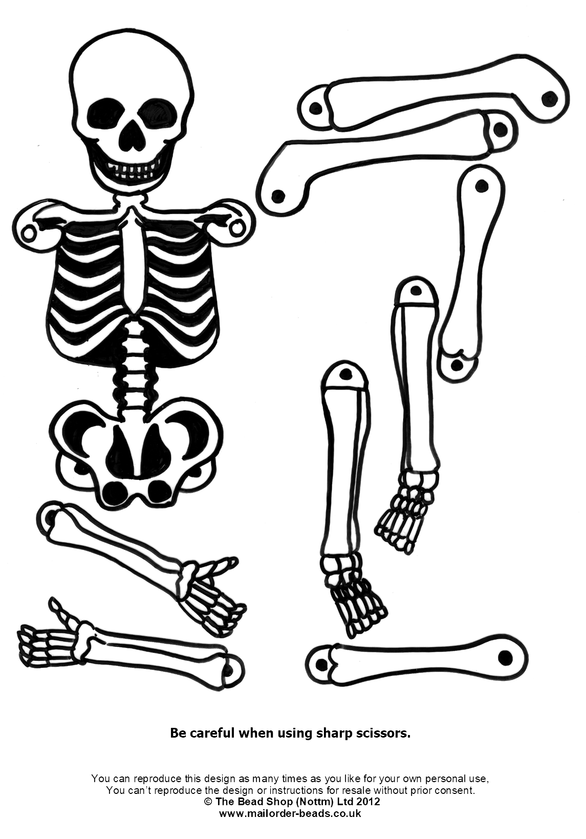 Cut Out Printable Skeleton Bones Template