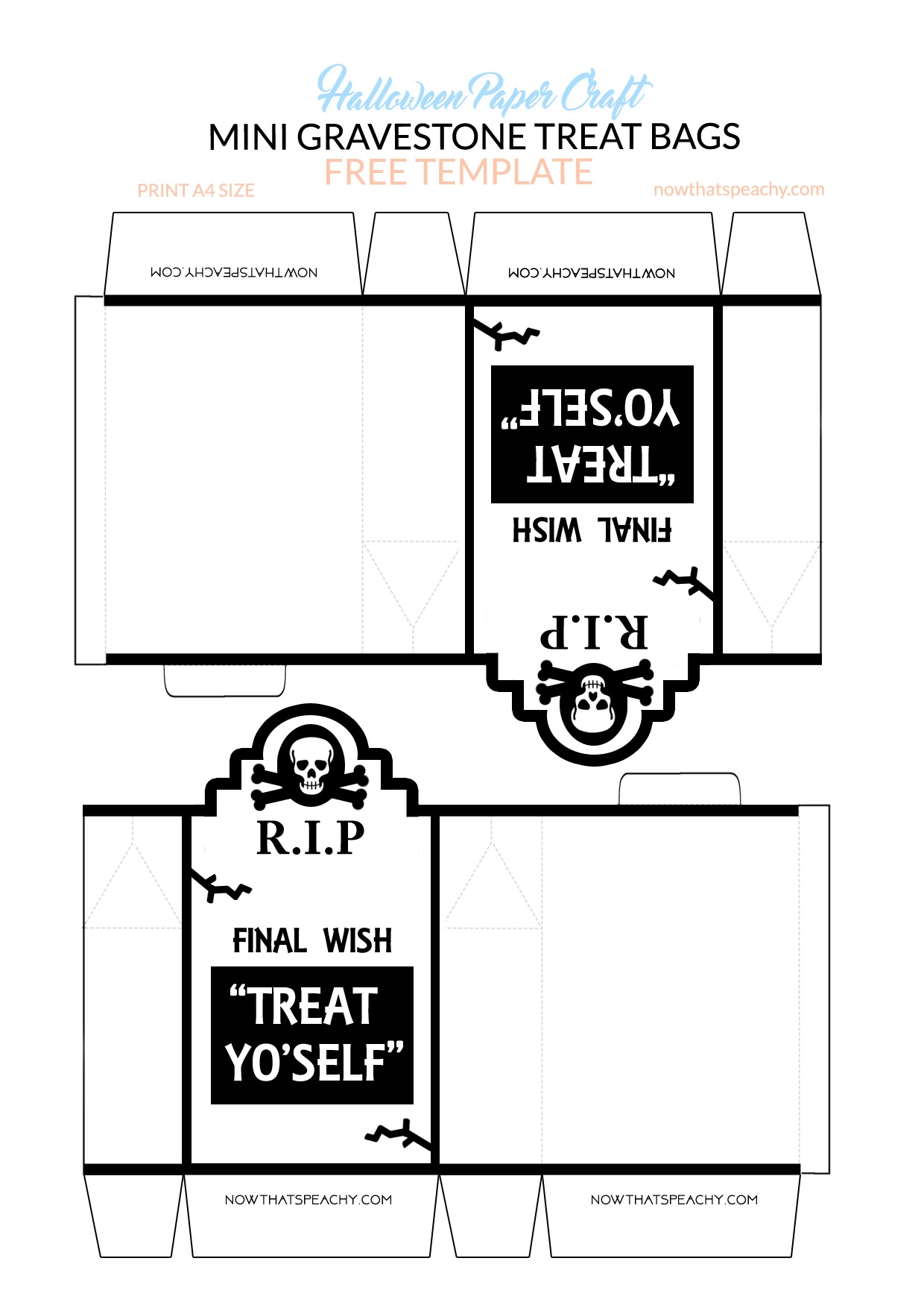 How To Make Mini Gravestone Halloween Treat Bags FREE DIY Printable Now Thats Peachy