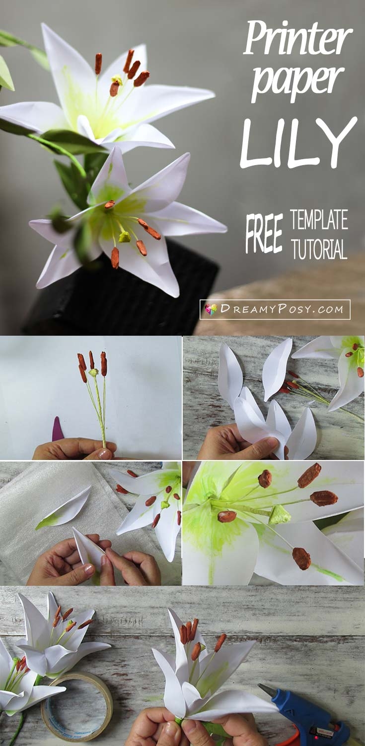 How To Make Paper Lily Flower From Printer Paper FREE Template