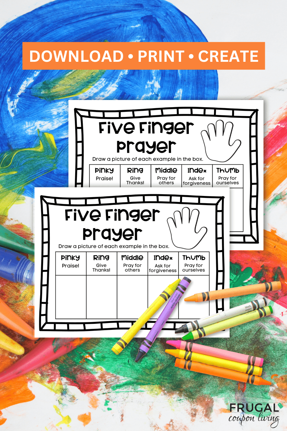 Printable Five Finger Prayer Template