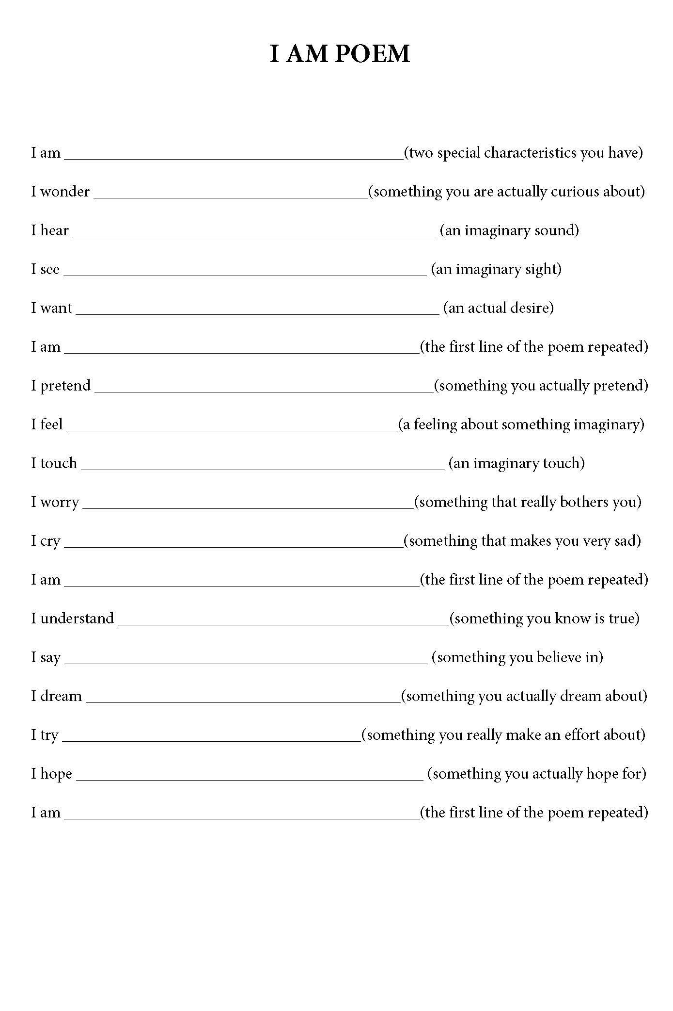 I AM POEM FREE PRINTABLE Tiaras Tantrums I Am Poem I Am Poem Template Poem Template