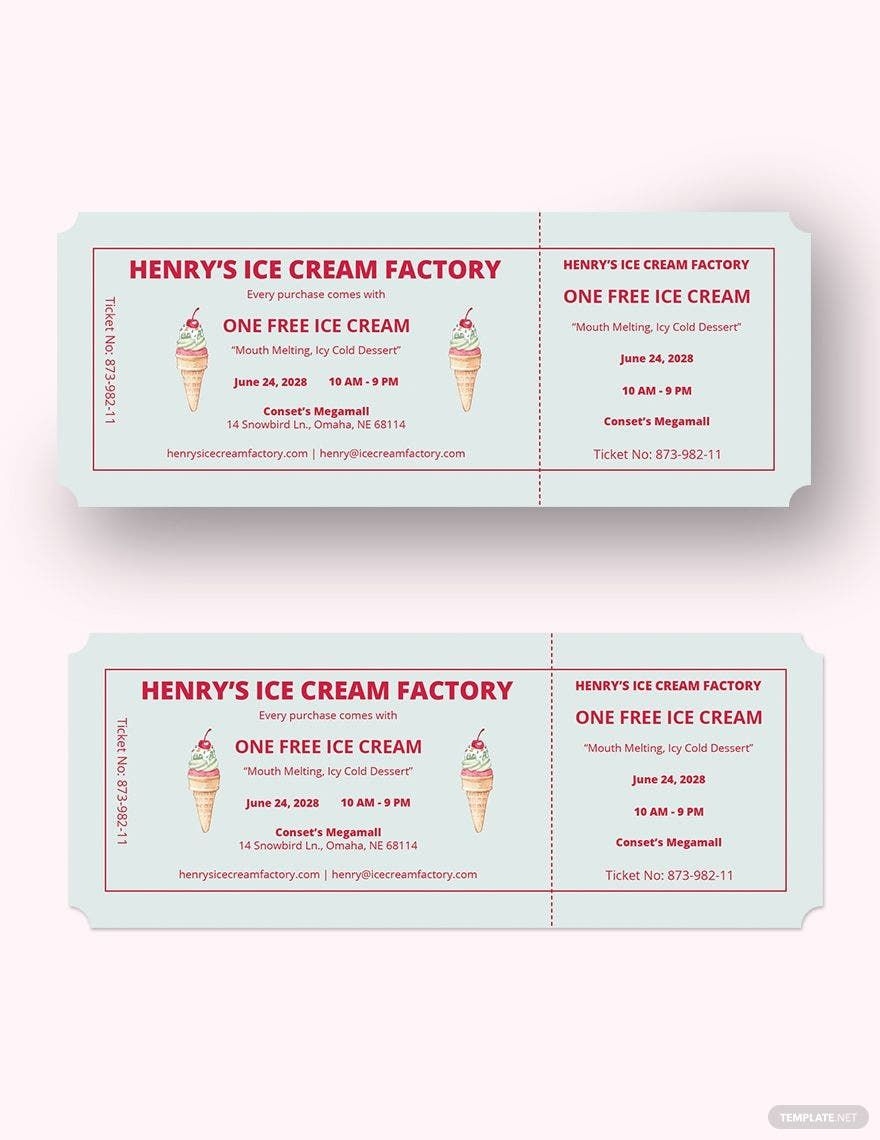 Printable Free Ice Cream Ticket Template