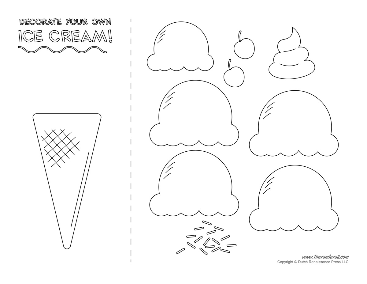 Ice Cream Templates And Coloring Pages For An Ice Cream Party Tim s Printables
