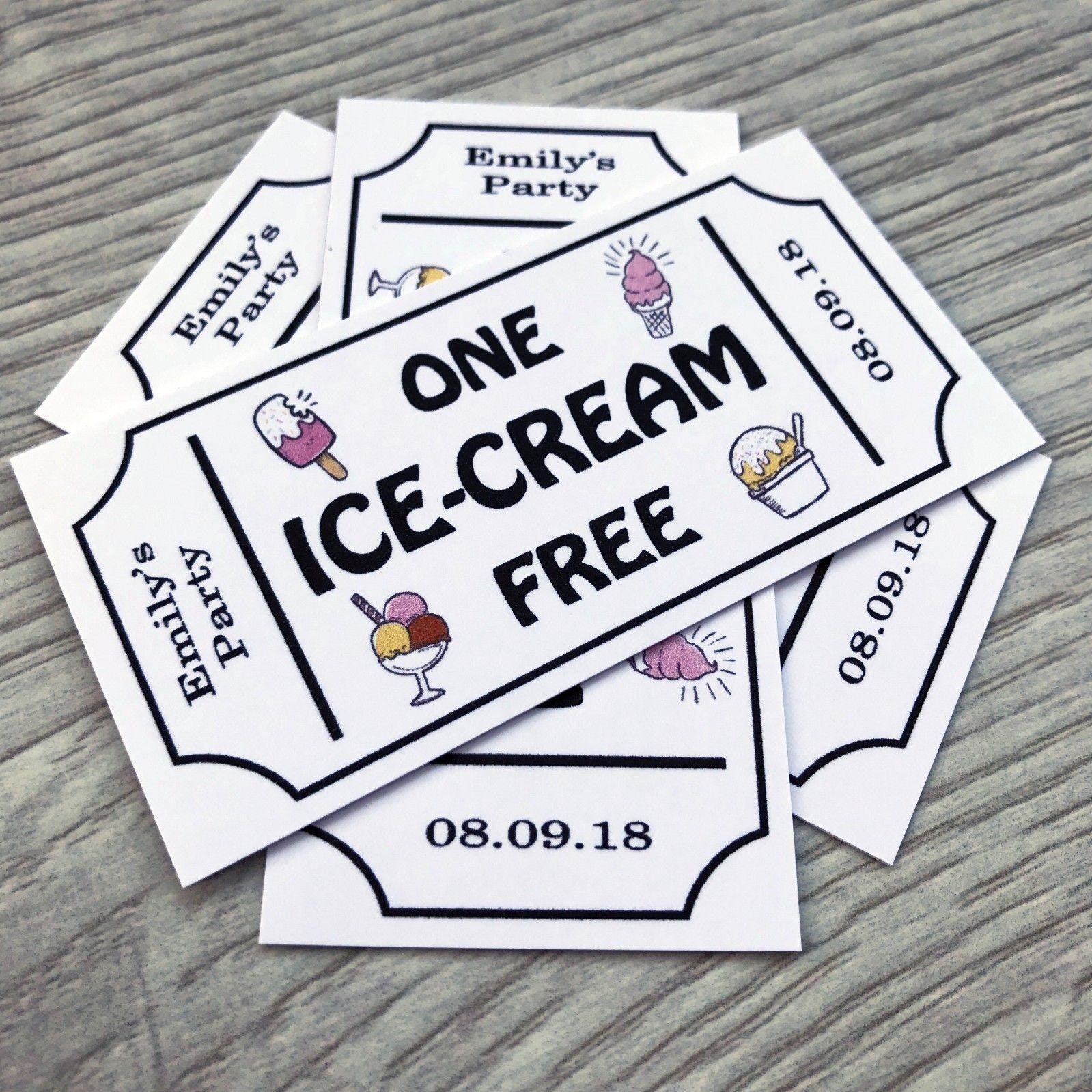 Ice Cream Tokens Personalised Wedding Tickets Qty 50 White Coupons Party Voucher Cards Vintage Custom Sweet 16 Parlour Food Truck Voucher Etsy UK Ice Cream Coupons Ice Cream Ice