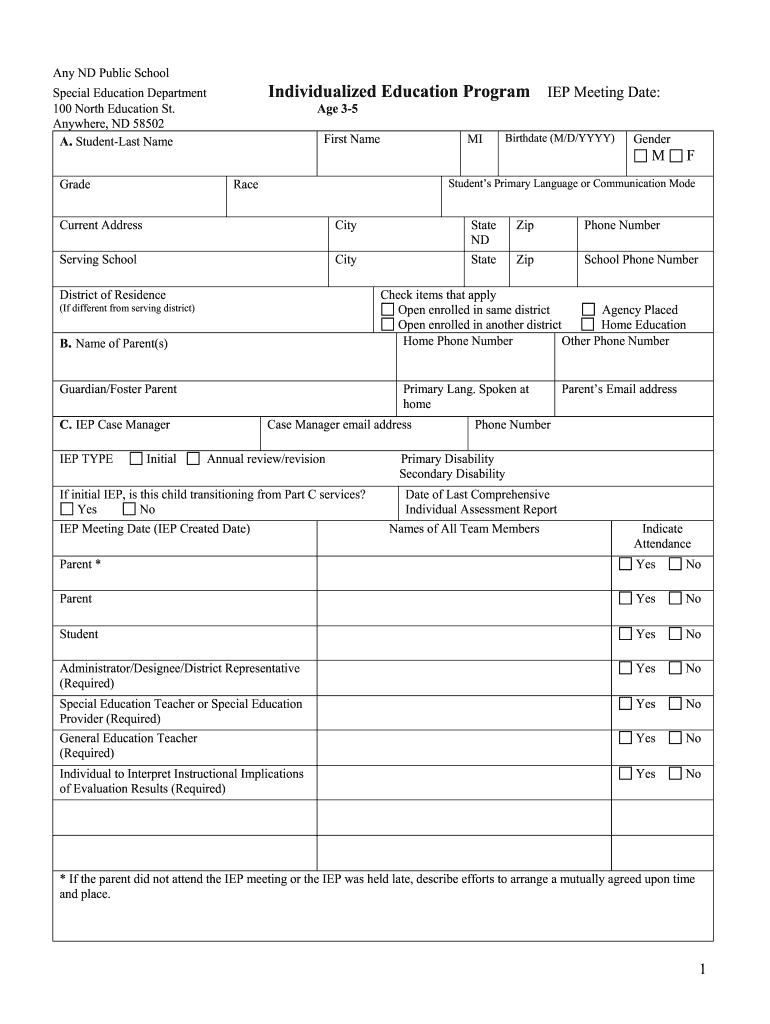 Iep Template Fill Online Printable Fillable Blank PdfFiller