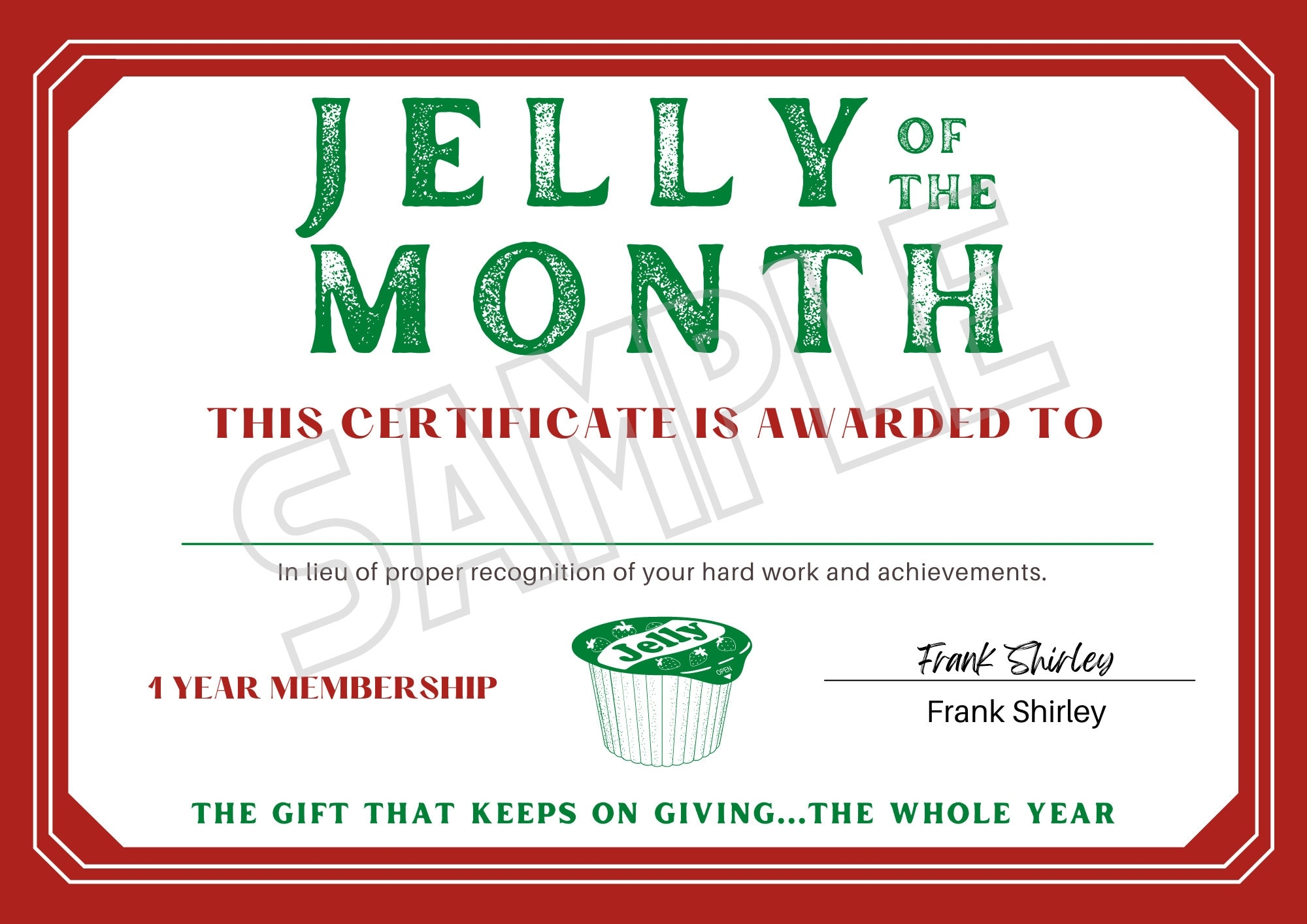 Jelly Of The Month Club PRINTABLE Clark Griswold Certificate Jelly Of Month Certificate Christmas Vacation INSTANT DOWNLOAD Etsy