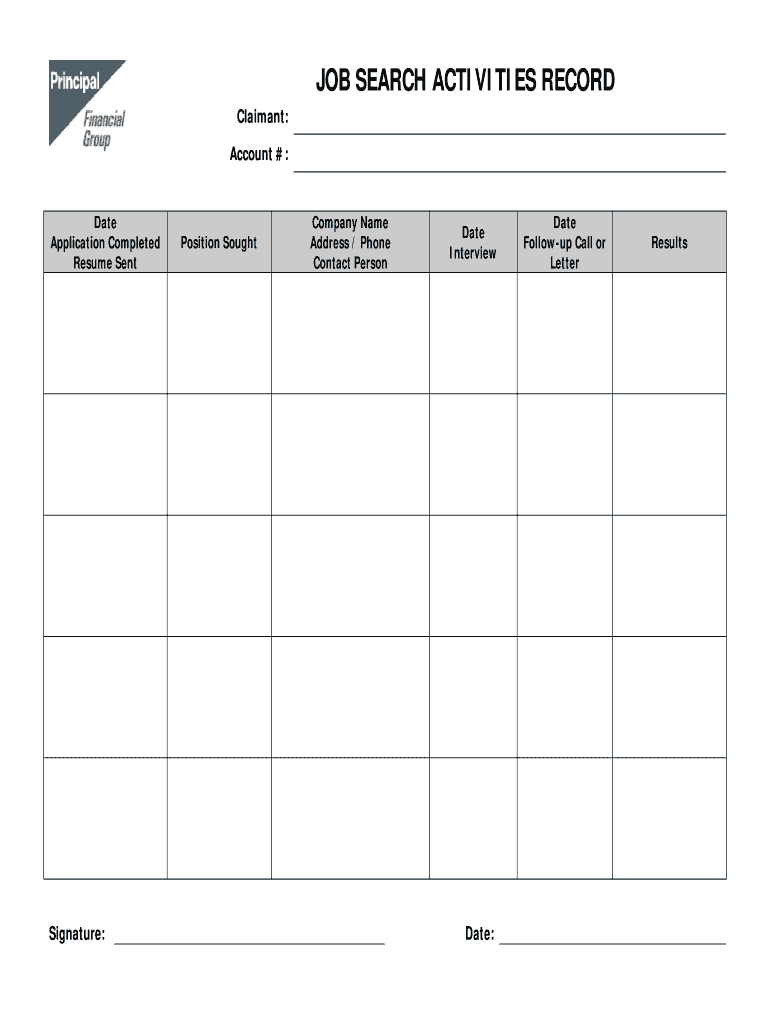 Job Search Log Template Fill Online Printable Fillable Blank PdfFiller