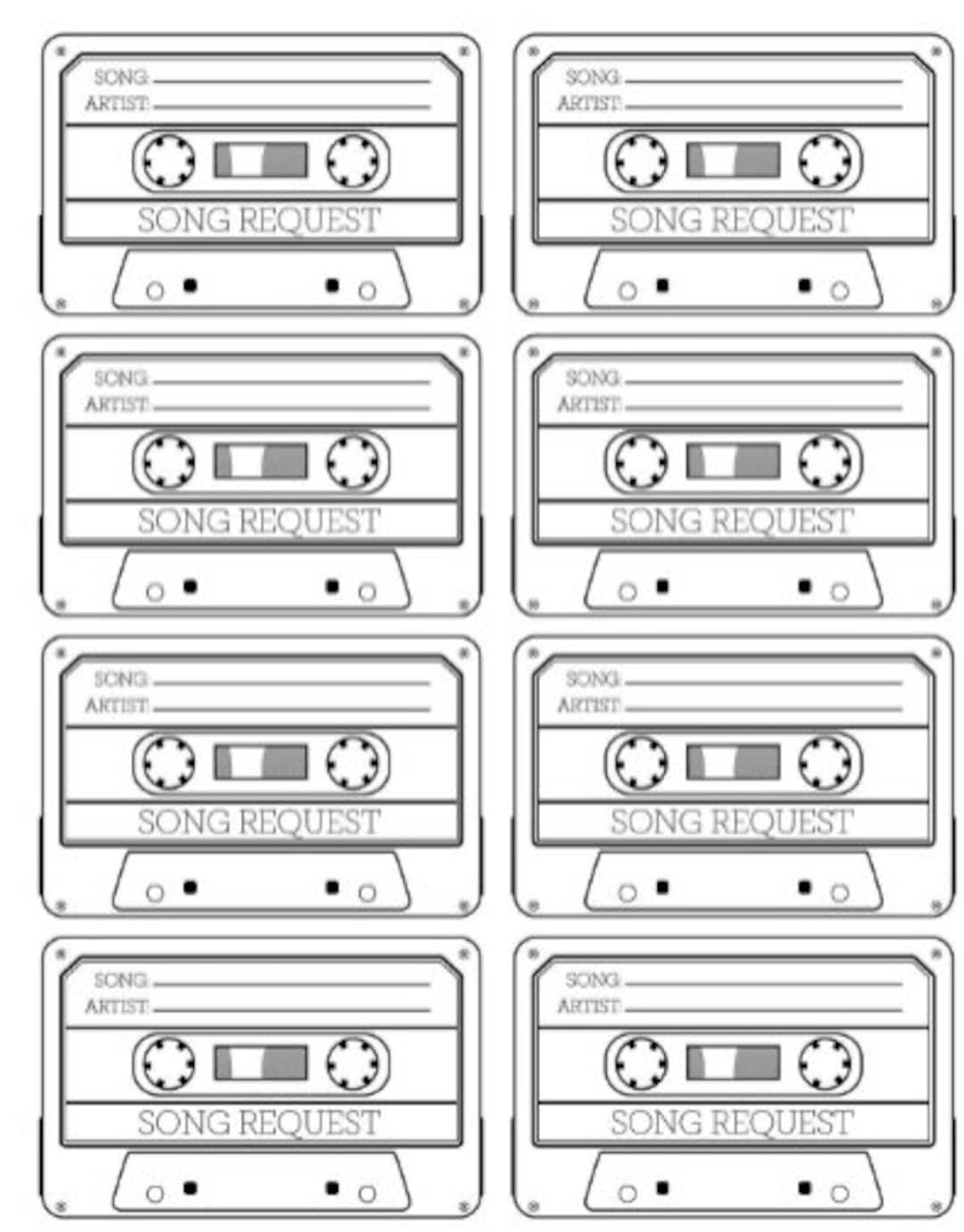 Karaoke Song Request Slip 8 Per Page Printable Etsy