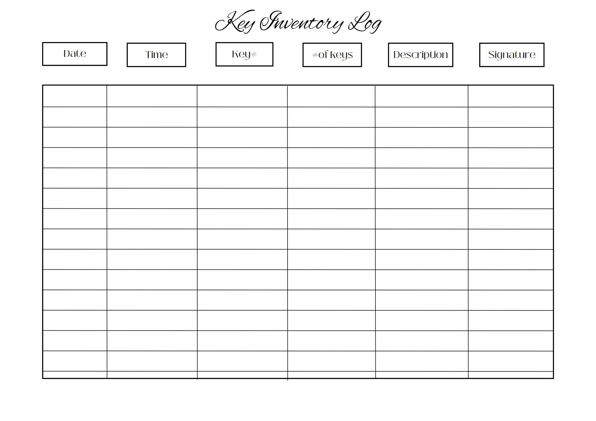 Key Inventory key Log Etsy