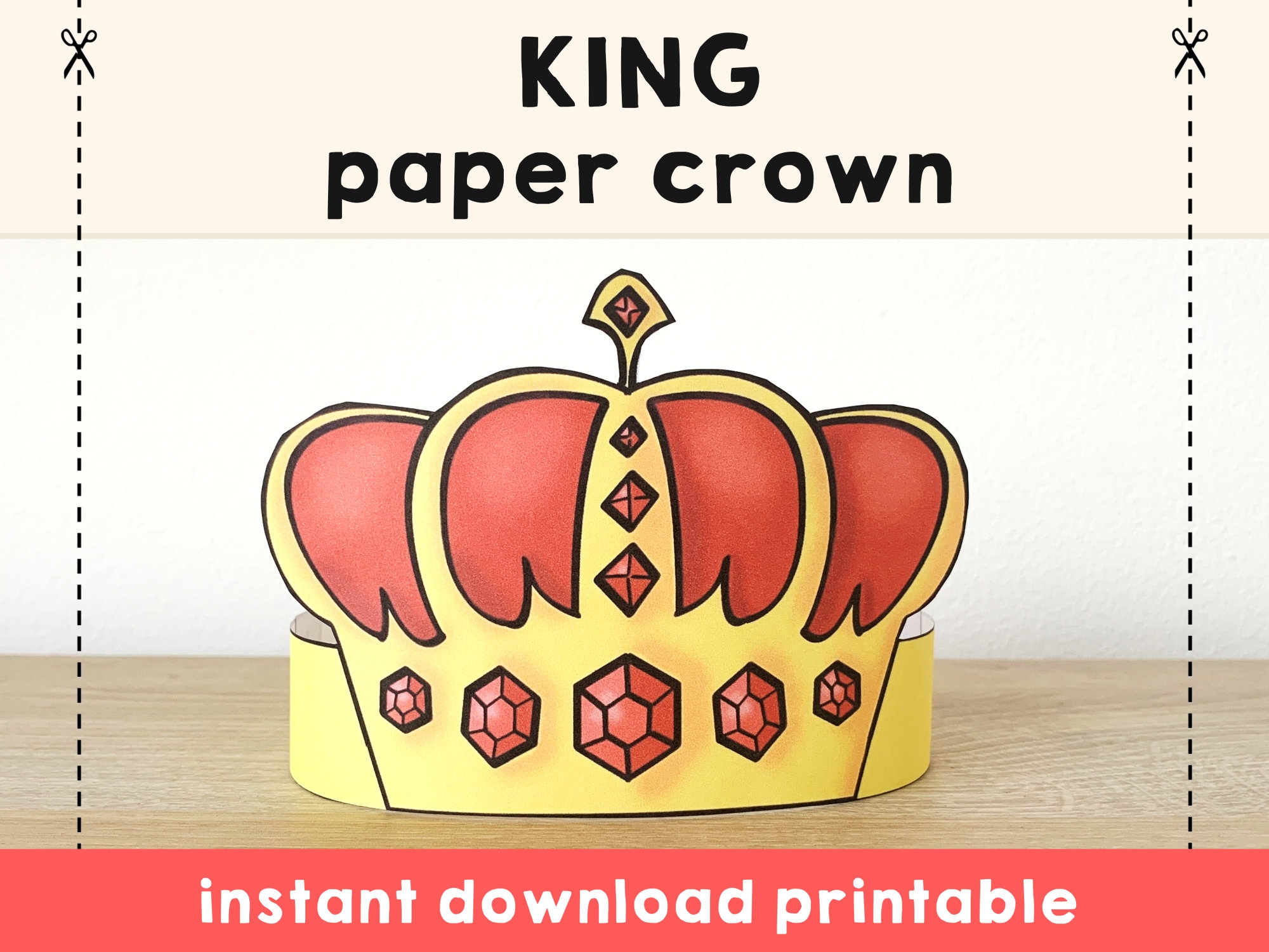 King Paper Crown Prince Gold Royal Printable Kids Craft Prince Birthday Party Printable Favor Prince Costume DIY Printable Instant Download Etsy
