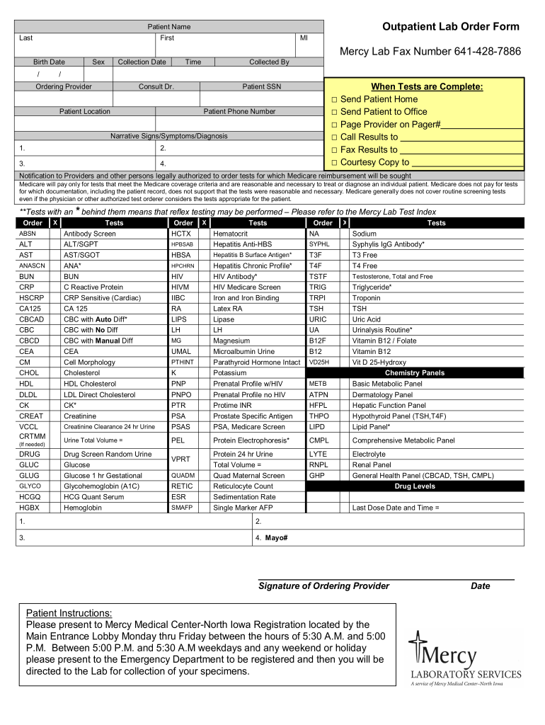 Lab Order Form Fill Out Sign Online DocHub