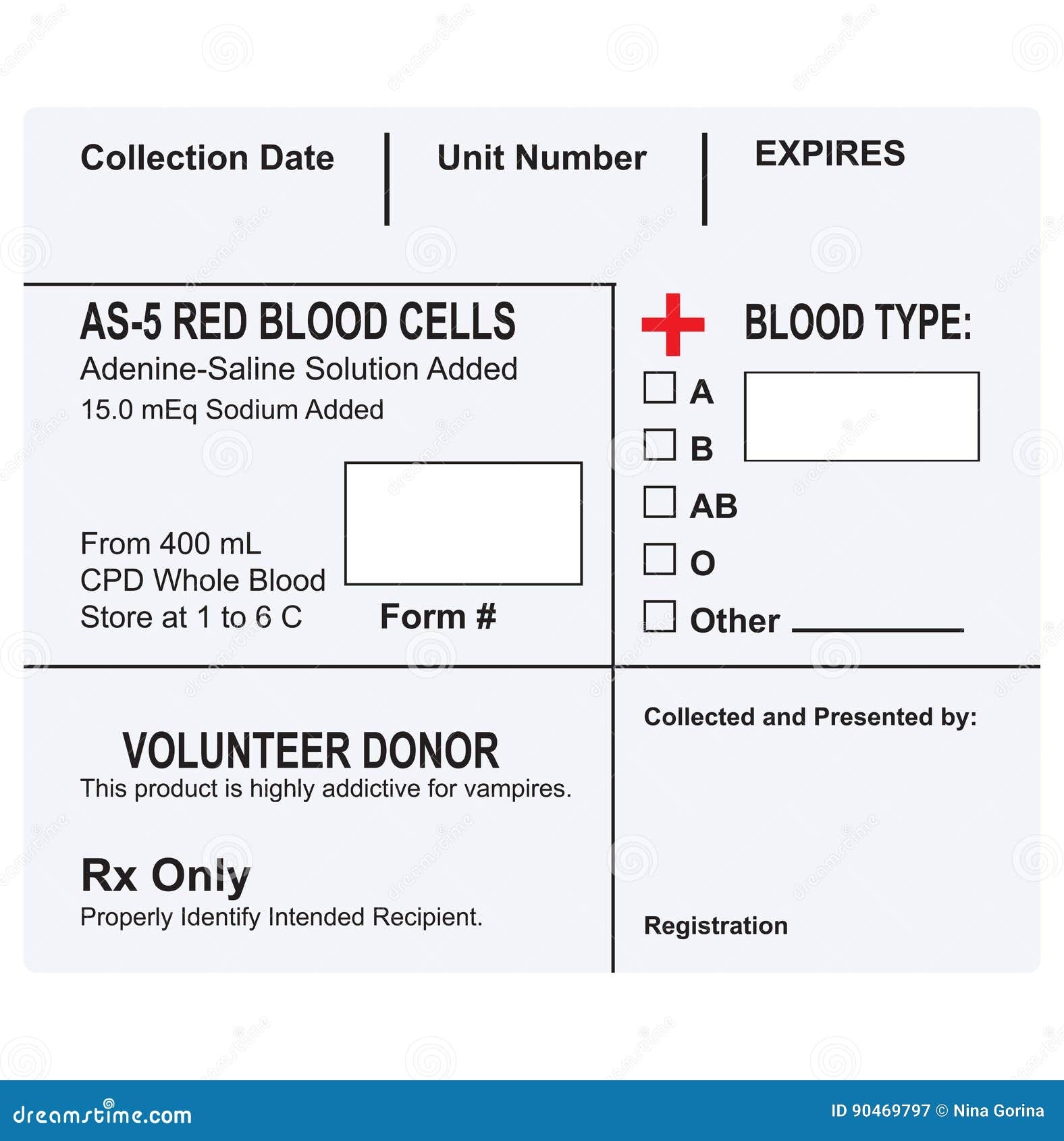 Label For A Container With Blood Stock Vector Illustration Of Charity Storage 90469797