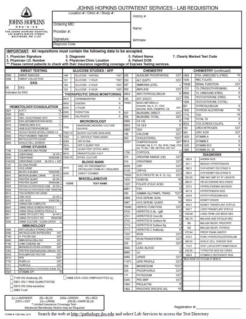 Laboratory Requisition Form Lab Report Template Medical Laboratory Scientist Phlebotomy