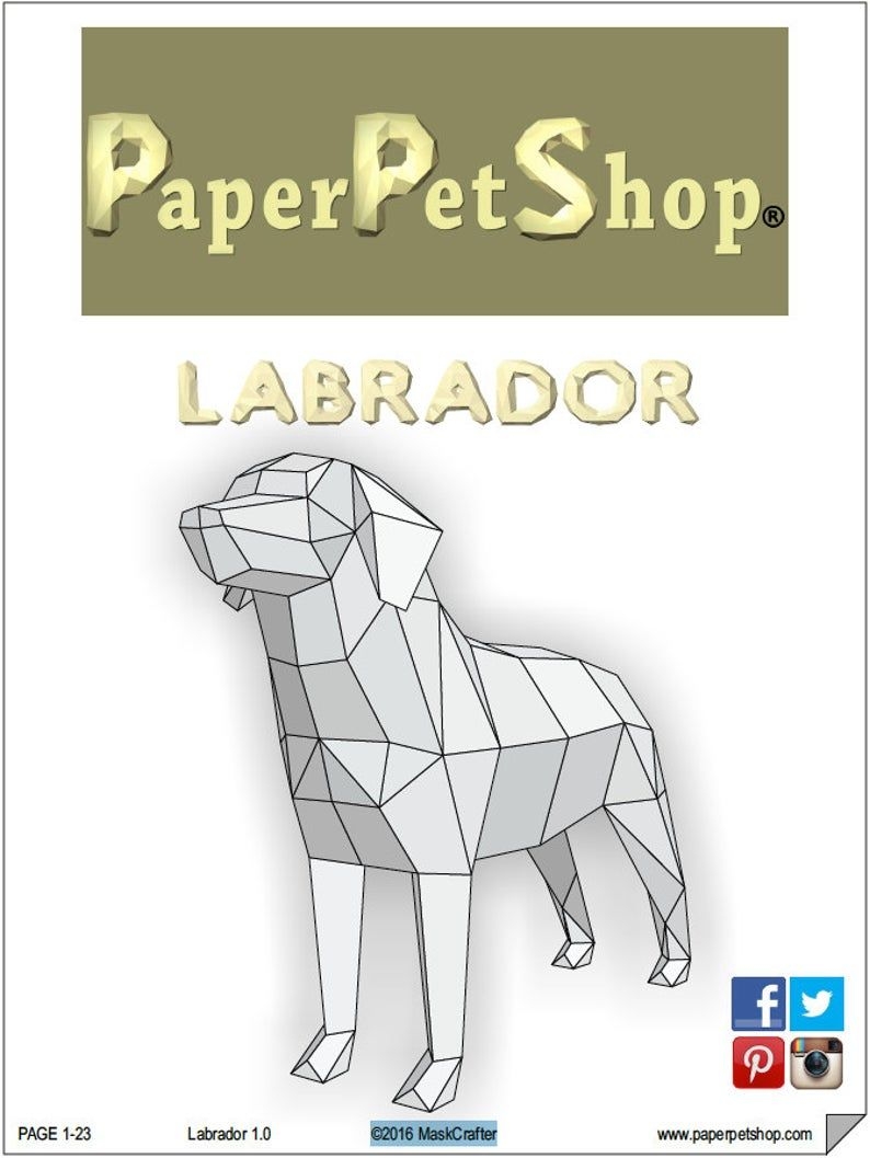 Printable 3D Paper Dog Template