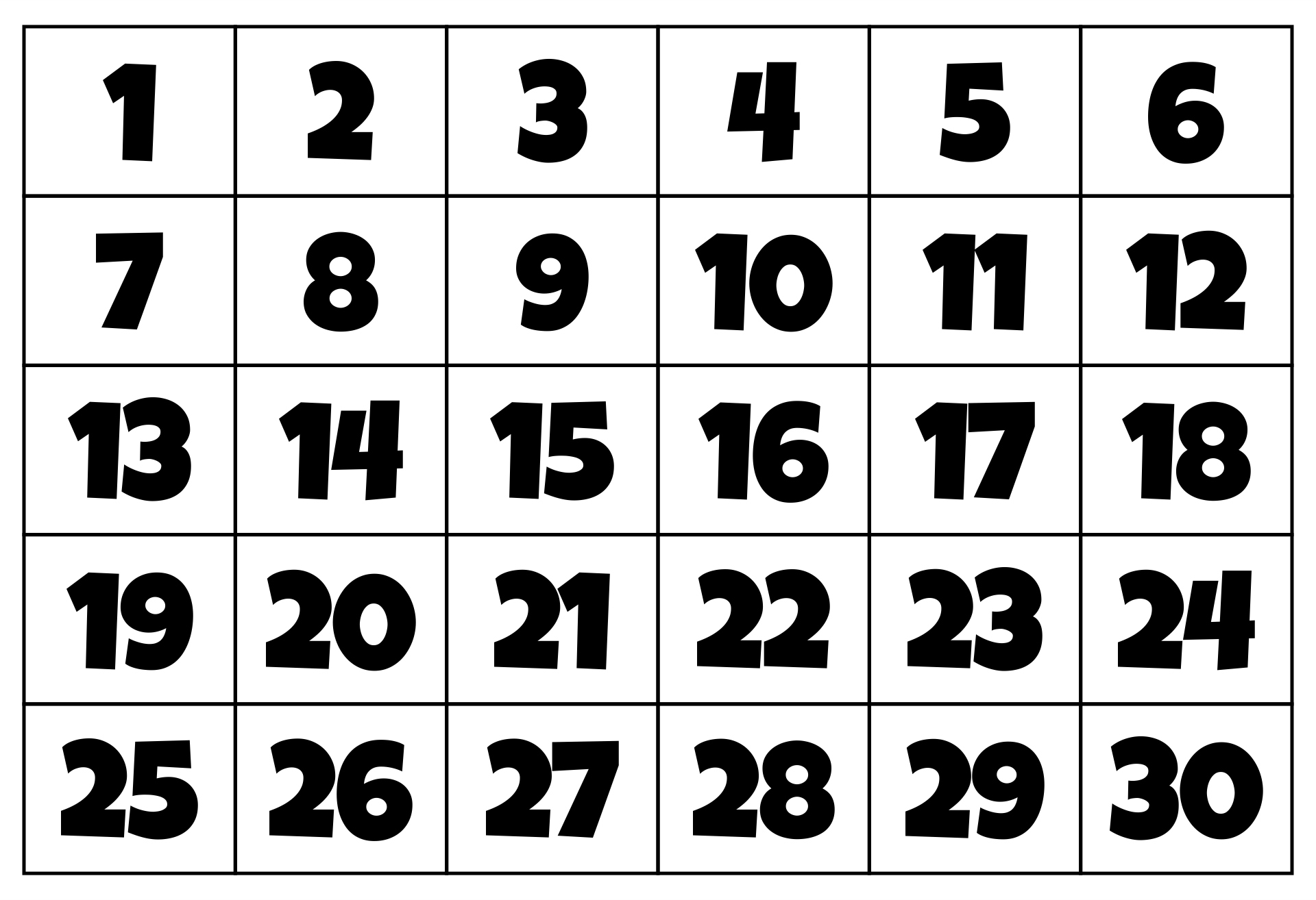Large Printable Numbers 1 30 Pdf Printable Numbers Free Printable Numbers Number Flashcards