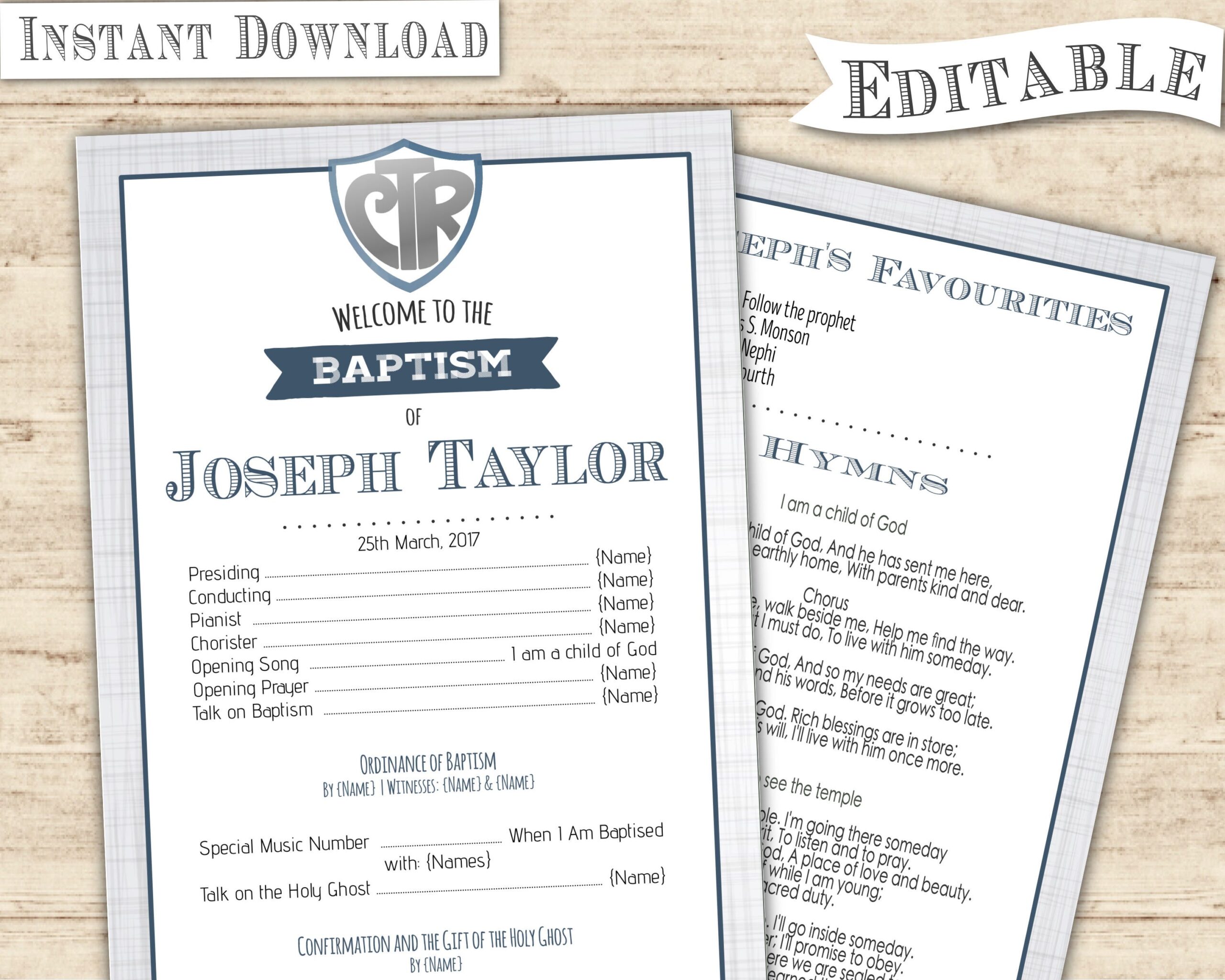 Diy Printable Free Free Lds Baptism Program Template