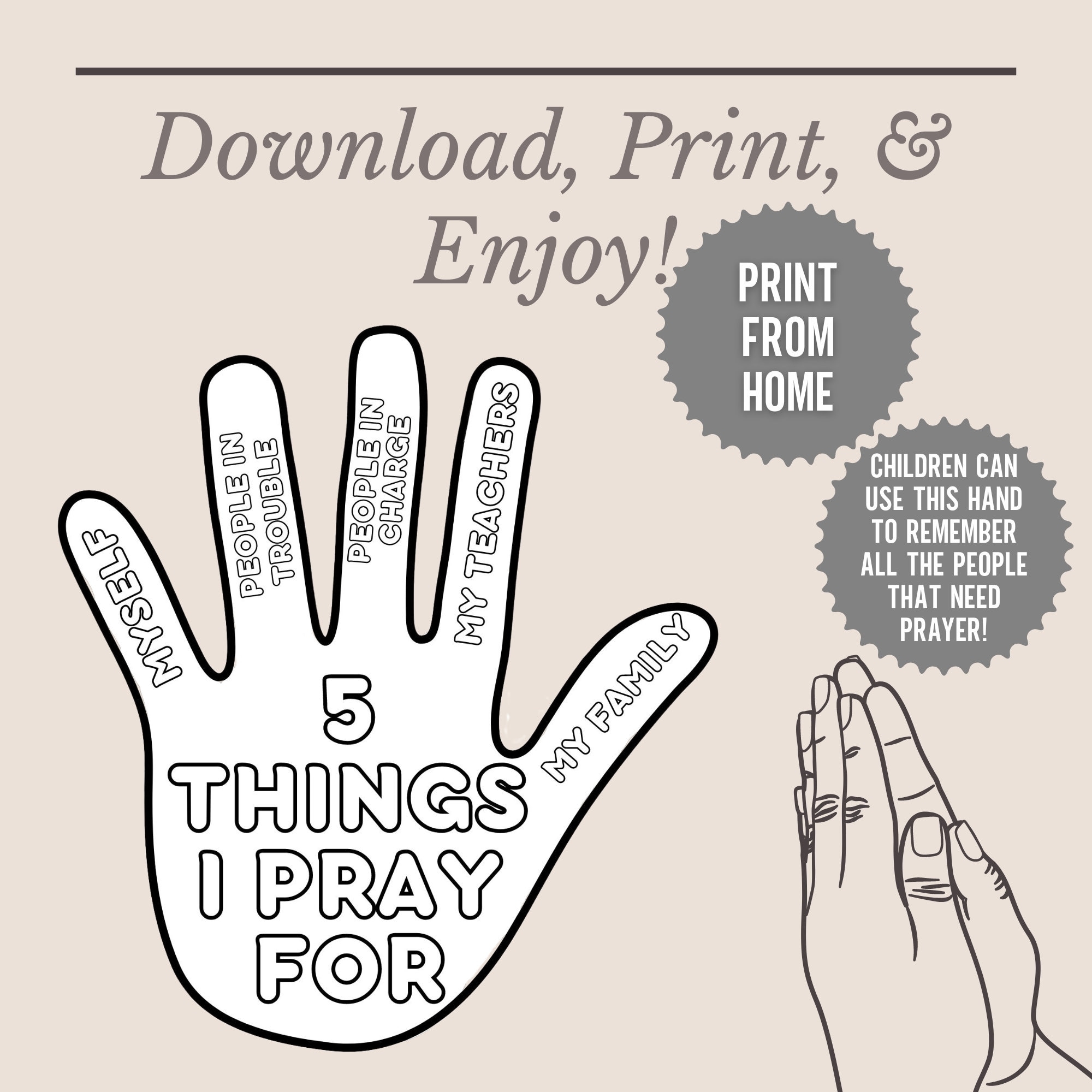 Learn To Pray Pray For Others Kids Bible Study Lesson Loving Kindness Sunday School Prayer Hand Craft Prayer Hands Bible Printable Etsy