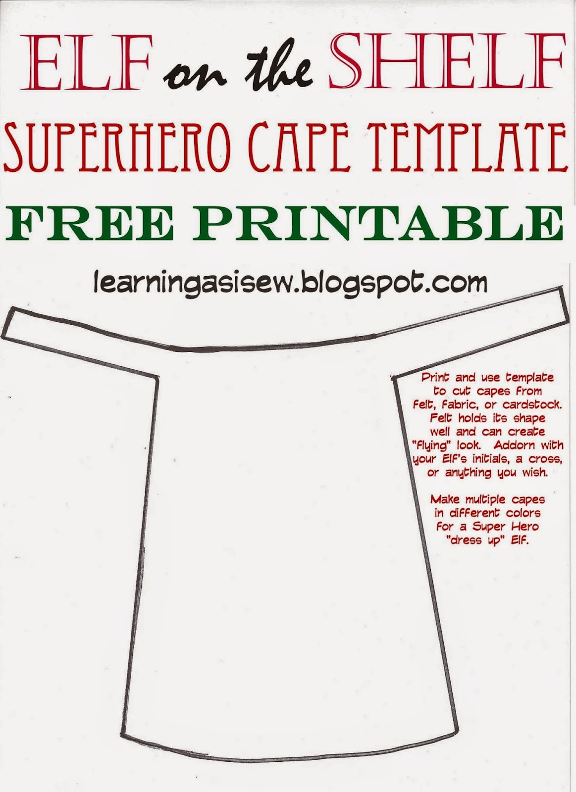 Superhero Cape Template Printable