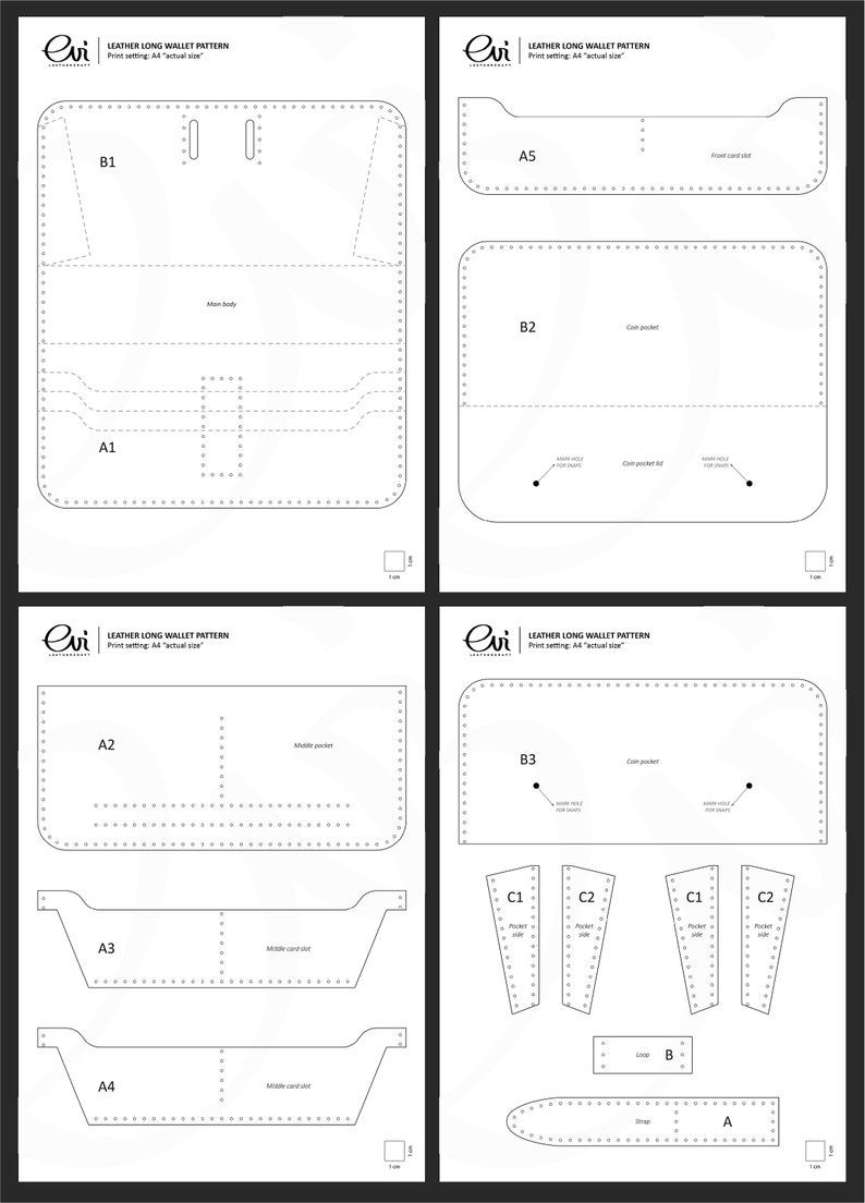 Leather Long Wallet PDF Pattern Wallet Template Leathercraft Pattern PDF Download DIY Etsy Diy Leather Wallet Pattern Leather Wallet Pattern Leather Card Wallet Pattern