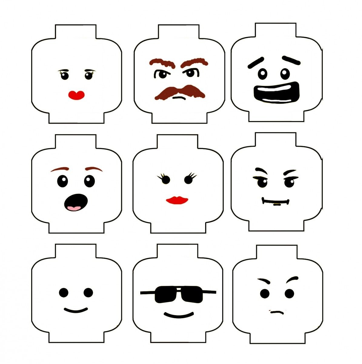 LEGO Face Templates Lego Birthday Lego Head Lego Faces